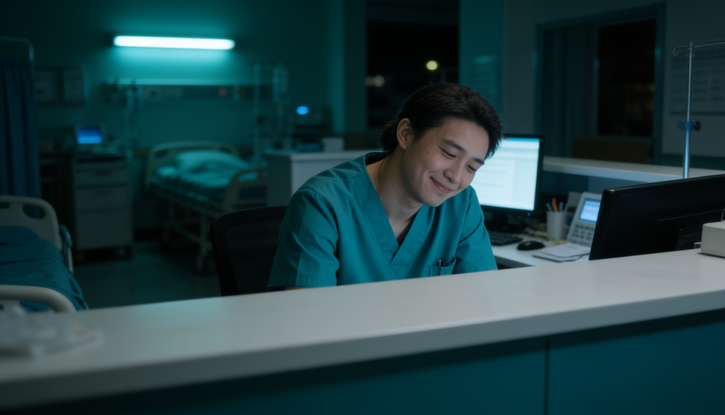 Healthcare worker on night shift